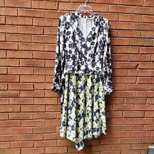Jason Wu Black, White, Blue Yellow Dress. Size 2. New With Tag.  Dress 100% Silk